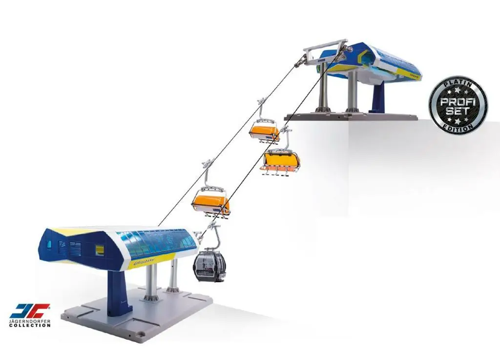 Jägerndorfer ski lift professional yellow blue 1 32 Christmas Village