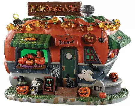 Lemax pick me pumpkin wagon Spooky Town 2019