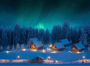 My Village Background Canvas LED Northern Lights 76x56 cm - image 1